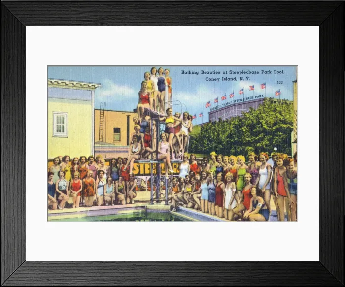 Framed Print : Bathing Beauties at Steeplechase Park Pool, Coney Island, NY, USA Framed Print : Bathing Beauties at Steeplechase Park Pool, Coney Island, NY, USA