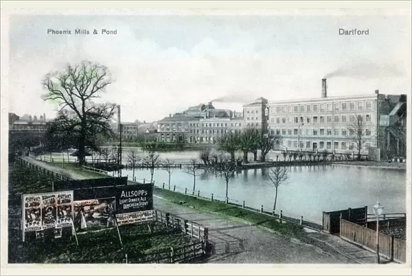 Phoenix Paper Mills and Pond - Dartford, Kent, England, with the large mill pond which
