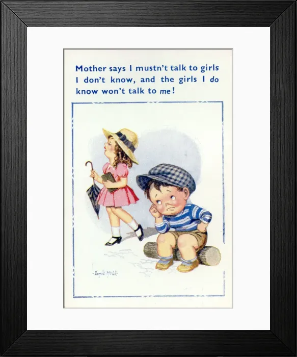 Framed Print : Comic postcard, Communication problems Framed Print : Comic postcard, Communication problems