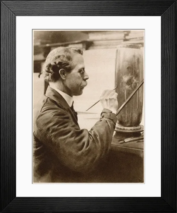 Framed Print : Decoration of ware: an artist painting a vase. Date: 1913 Framed Print : Decoration of ware: an artist painting a vase. Date: 1913