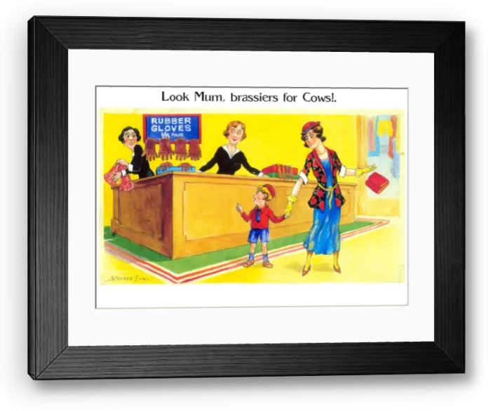 Framed Print : Comic postcard, Mother and son in department store Date: 20th century