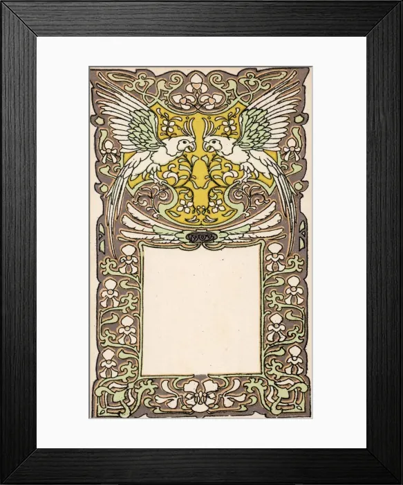 Framed Print : Dutch art nouveau pattern - Parrots Framed Print : Dutch art nouveau pattern - Parrots