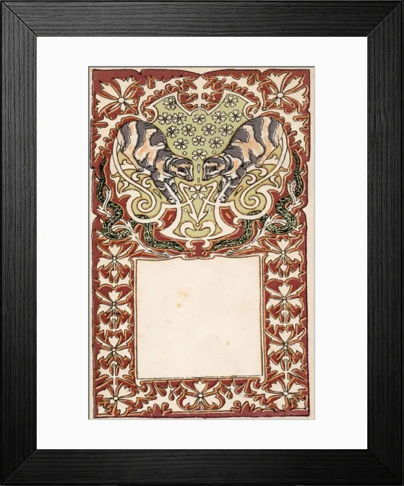 Framed Print : Dutch art nouveau pattern - Salamanders Framed Print : Dutch art nouveau pattern - Salamanders