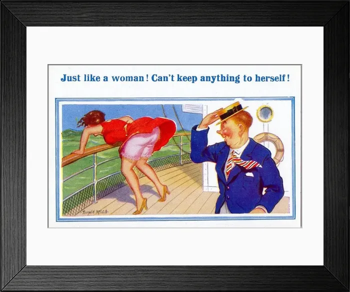 Framed Print : Comic postcard, Sea sickness on board ship Date: 20th century Framed Print : Comic postcard, Sea sickness on board ship Date: 20th century