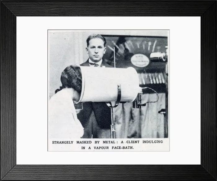 Framed Print : Woman Indulging a Vapour Face-Bath 1928 Framed Print : Woman Indulging a Vapour Face-Bath 1928