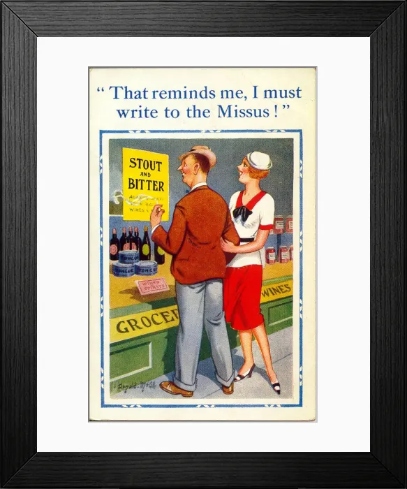Framed Print : Comic postcard, Stout and bitter Framed Print : Comic postcard, Stout and bitter
