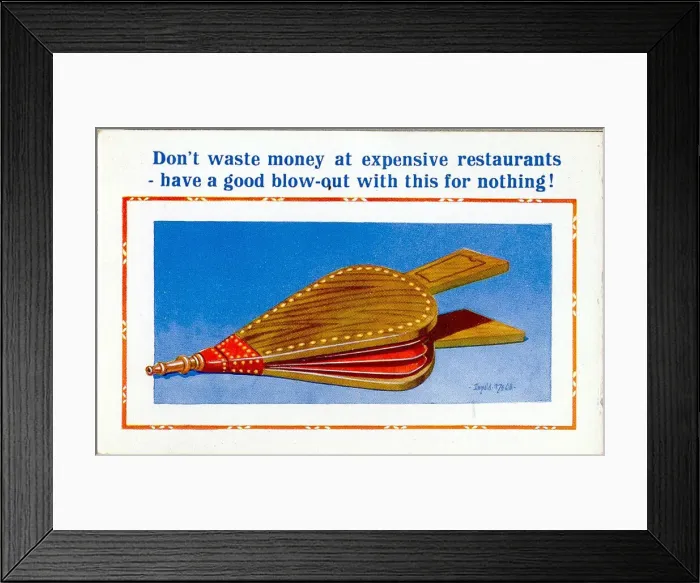 Framed Print : Comic postcard, A pair of bellows Date: 20th century Framed Print : Comic postcard, A pair of bellows Date: 20th century