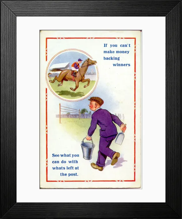 Framed Print : Comic postcard, Making money on the horses Framed Print : Comic postcard, Making money on the horses