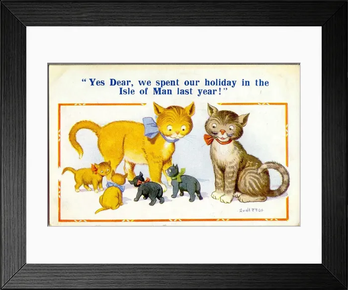 Framed Print : Comic postcard, Cats and kittens Framed Print : Comic postcard, Cats and kittens
