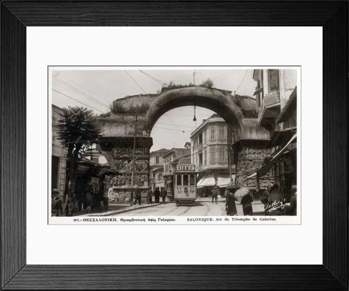 Framed Print : Tram passing beneath the 4th century Triumphal Arch of Galerius Framed Print : Tram passing beneath the 4th century Triumphal Arch of Galerius