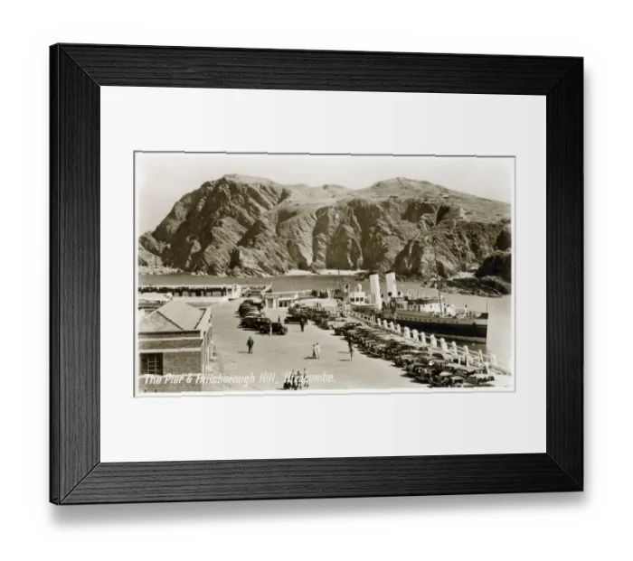 Framed Print : The Pier and Hillsborough Hill, Ilfracombe, Devon. Date: circa 1930s Framed Print : The Pier and Hillsborough Hill, Ilfracombe, Devon. Date: circa 1930s