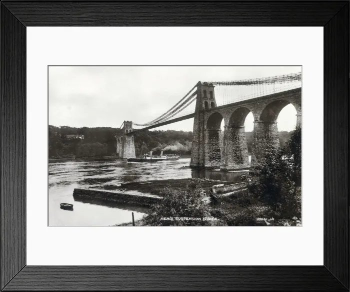 Framed Print : The Menai Suspension Bridge between the island of Anglesey and the mainland of Wales Framed Print : The Menai Suspension Bridge between the island of Anglesey and the mainland of Wales