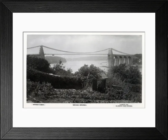 Framed Print : The Menai Suspension Bridge between the island of Anglesey and the mainland of Wales Framed Print : The Menai Suspension Bridge between the island of Anglesey and the mainland of Wales