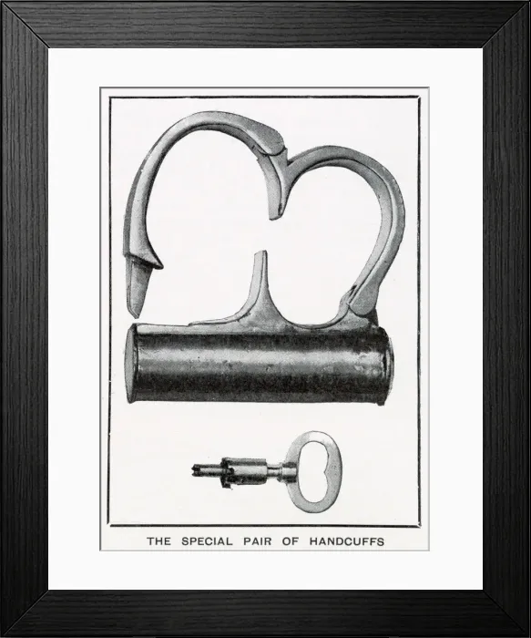 Framed Print : The special pair of handcuffs from which Houdini had to extract himself Framed Print : The special pair of handcuffs from which Houdini had to extract himself