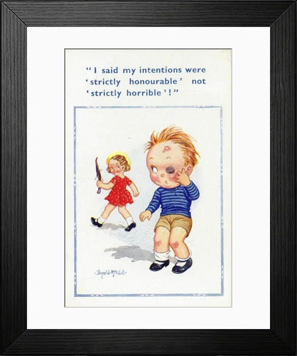 Framed Print : Comic postcard, Honourable intentions Date: 20th century Framed Print : Comic postcard, Honourable intentions Date: 20th century