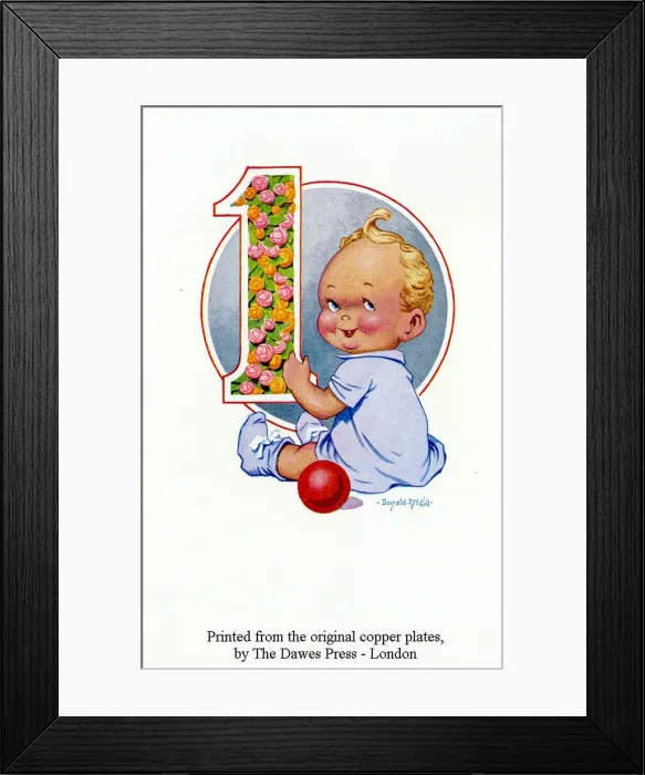 Framed Print : Birthday postcard, Little boy, 1st birthday Date: 20th century Framed Print : Birthday postcard, Little boy, 1st birthday Date: 20th century