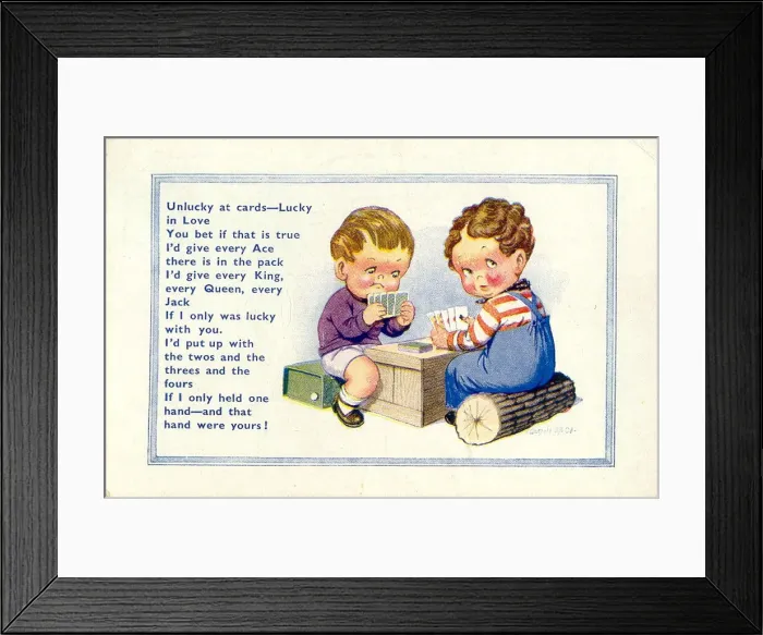 Framed Print : Comc postcard, Little boys playing cards Framed Print : Comc postcard, Little boys playing cards