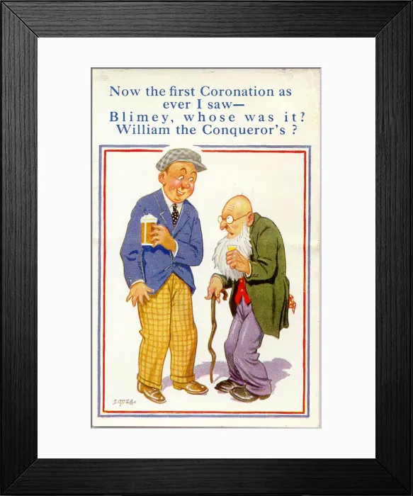 Framed Print : Comic postcard, Two men chatting in a pub Framed Print : Comic postcard, Two men chatting in a pub