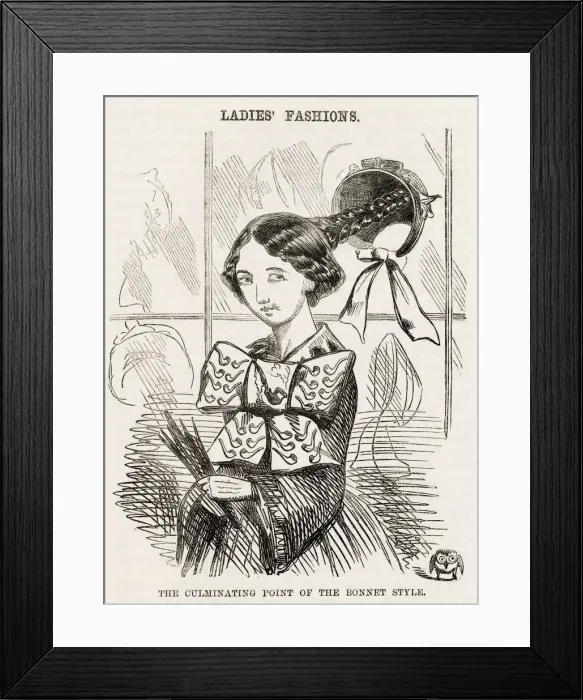 Framed Print : Ladies fashions. The culminating point of the bonnet style Framed Print : Ladies fashions. The culminating point of the bonnet style