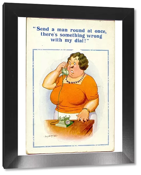 Comic postcard, Woman on the phone Date: 20th century