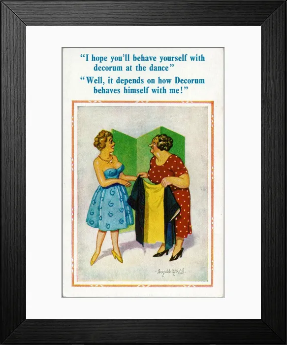 Framed Print : Comic postcard, Woman going out to a dance Framed Print : Comic postcard, Woman going out to a dance