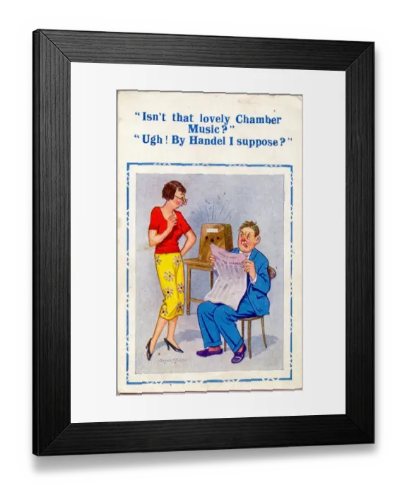 Framed Print : Comic postcard, Chamber music on the radio Framed Print : Comic postcard, Chamber music on the radio