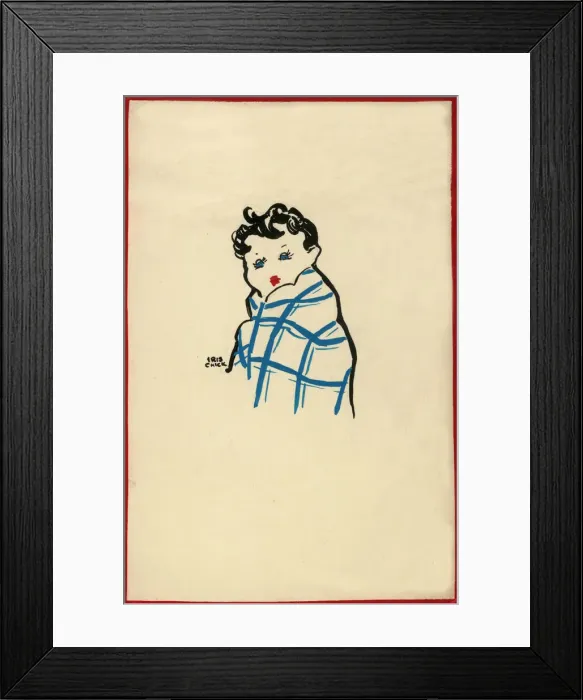 Framed Print : Postcard design - Sick child wrapped in blanket Framed Print : Postcard design - Sick child wrapped in blanket
