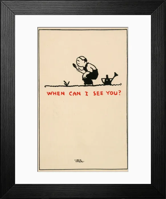 Framed Print : Postcard design - When can I see you? Framed Print : Postcard design - When can I see you?