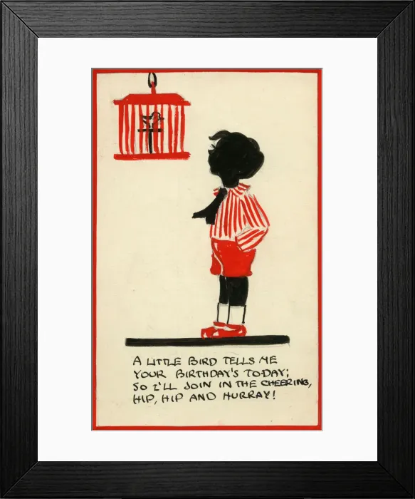 Framed Print : Postcard design artwork - A Little bird tells me