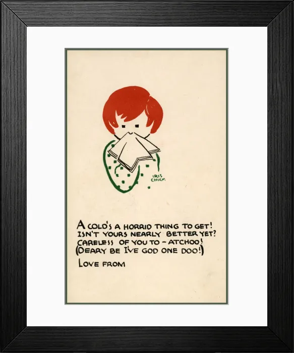 Framed Print : Postcard design - A Colds a horrid thing to get Framed Print : Postcard design - A Colds a horrid thing to get