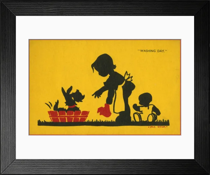 Framed Print : Postcard design - Washing Day Framed Print : Postcard design - Washing Day