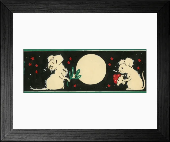 Framed Print : Artwork suggestion for Party Tableware - Two Christmas Mice Framed Print : Artwork suggestion for Party Tableware - Two Christmas Mice