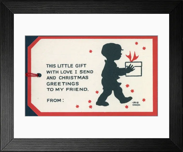 Framed Print : Happy Family gift card - Little boy and parcel Framed Print : Happy Family gift card - Little boy and parcel