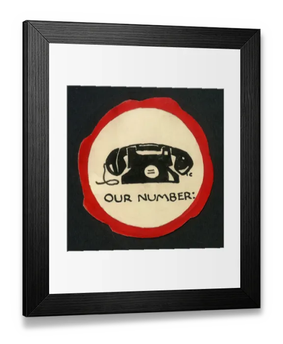 Framed Print : Small circular gift tag - original artwork - Telephone numbe Framed Print : Small circular gift tag - original artwork - Telephone numbe