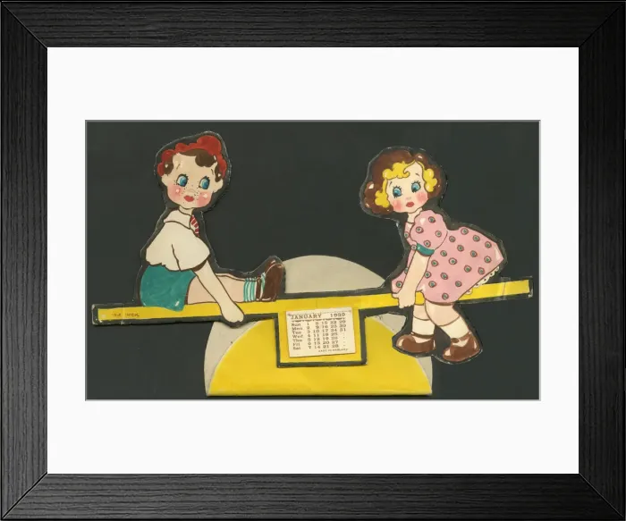 Framed Print : Seesaw Calendar design - Original artwork Framed Print : Seesaw Calendar design - Original artwork