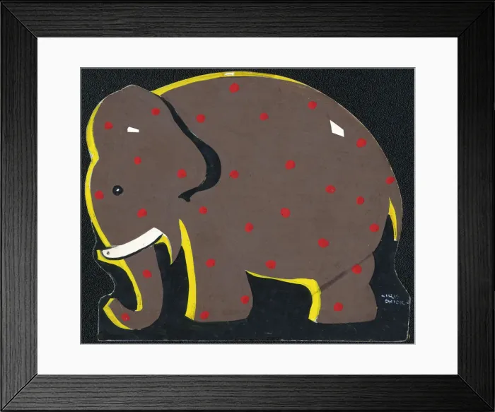 Framed Print : Original Artwork - Noahs Elephant with red spots Framed Print : Original Artwork - Noahs Elephant with red spots