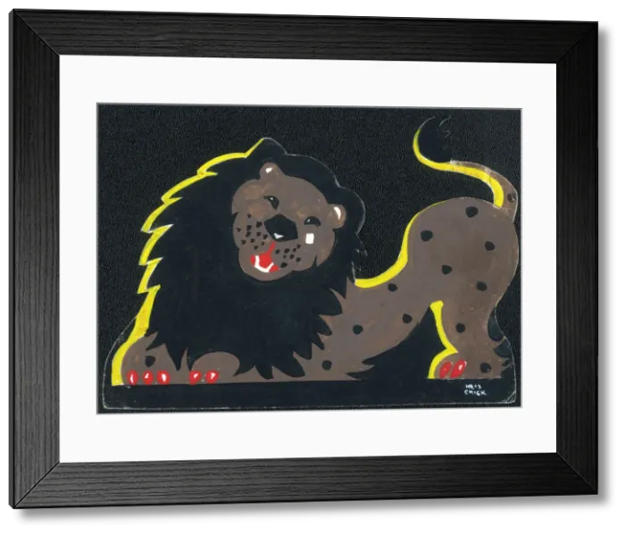 Framed Print : Original Artwork - Noahs Lion with black spots Framed Print : Original Artwork - Noahs Lion with black spots