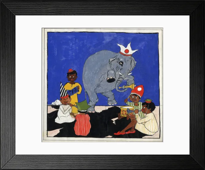 Framed Print : Original Artwork - Fantasy scene with dancing elephant Framed Print : Original Artwork - Fantasy scene with dancing elephant