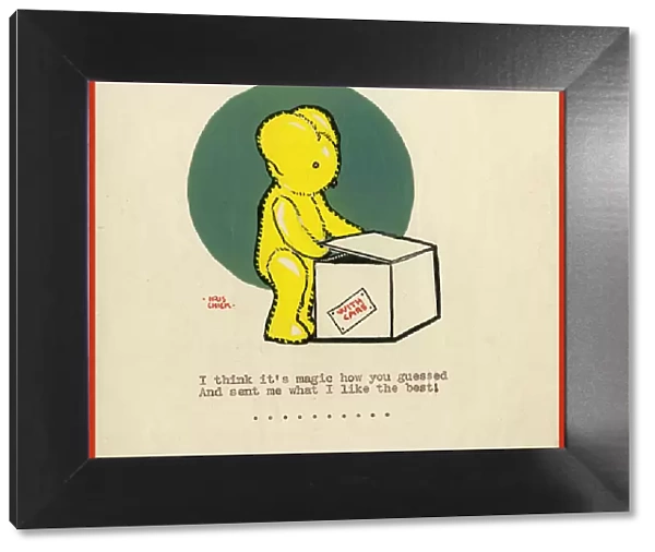 Original Artwork - Thank you card - Teddy bear opens box