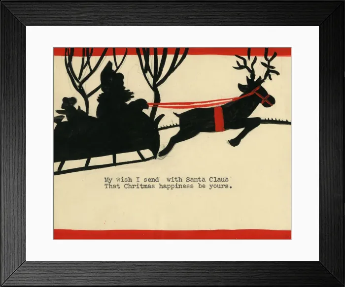 Framed Print : Original Artwork - Christmas card design - Santa and sleigh Framed Print : Original Artwork - Christmas card design - Santa and sleigh