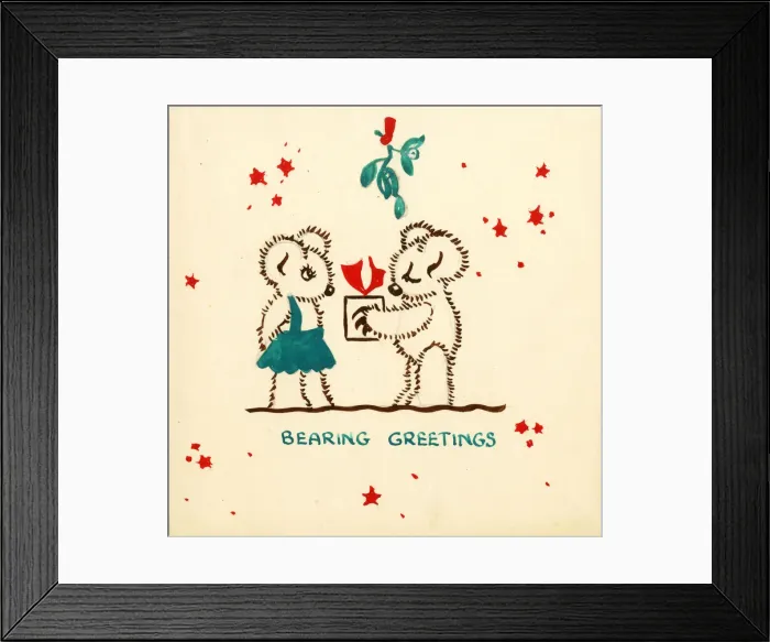 Framed Print : Original Artwork - Christmas card design - Two Bears Framed Print : Original Artwork - Christmas card design - Two Bears