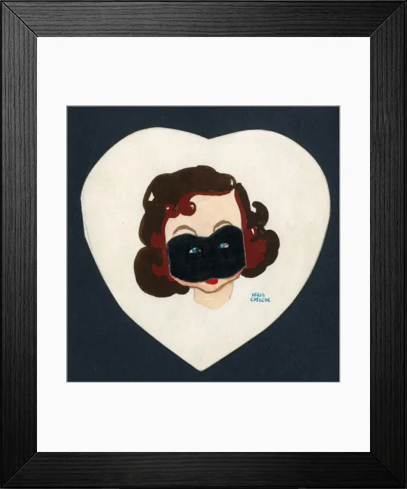 Framed Print : Original Artwork - Valentine card - woman in mask Framed Print : Original Artwork - Valentine card - woman in mask