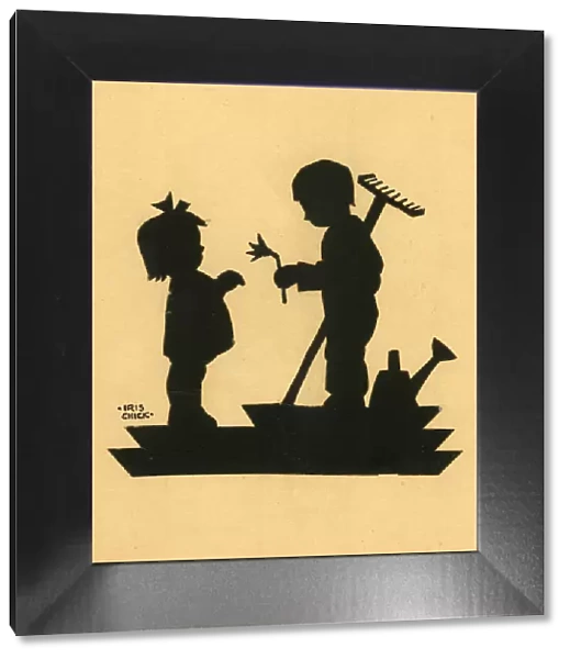 Original Artwork - Boy giving flower to little girl
