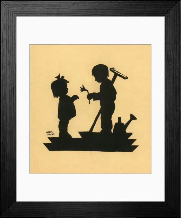 Framed Print : Original Artwork - Boy giving flower to little girl Framed Print : Original Artwork - Boy giving flower to little girl