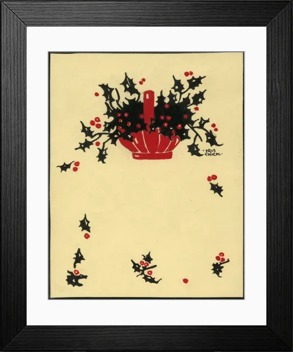 Framed Print : Original Artwork - Christmas card - Holly Basket Framed Print : Original Artwork - Christmas card - Holly Basket