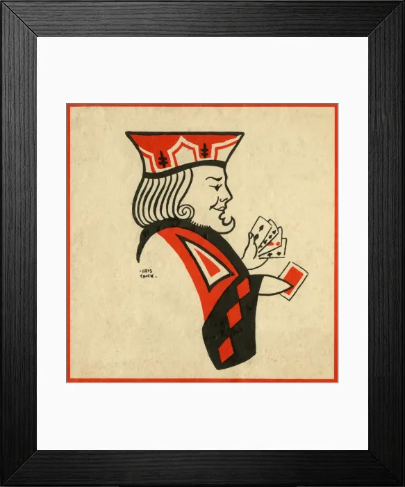 Framed Print : Christmas fold-out greetings card - playing card king