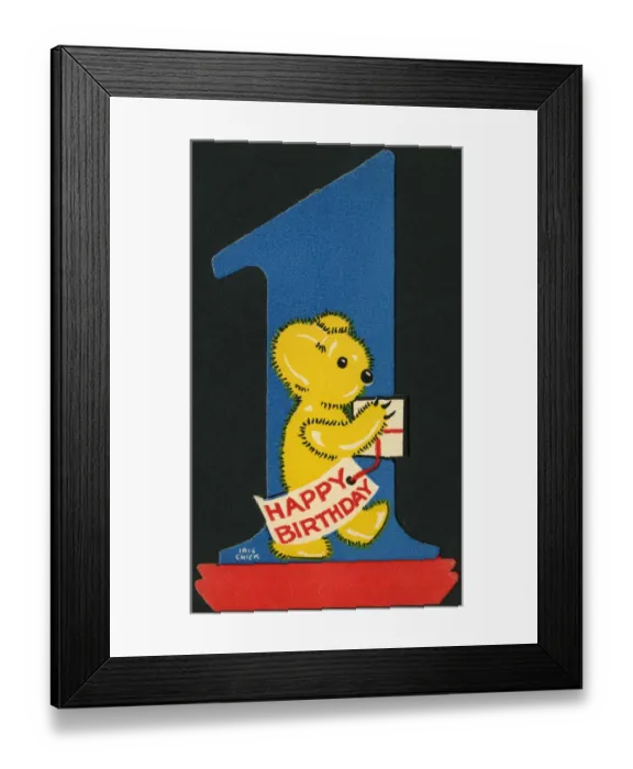 Framed Print : Design for a novelty 1st birthday card Framed Print : Design for a novelty 1st birthday card