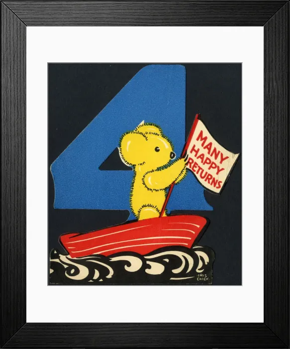 Framed Print : Design for a novelty 4th birthday card Framed Print : Design for a novelty 4th birthday card