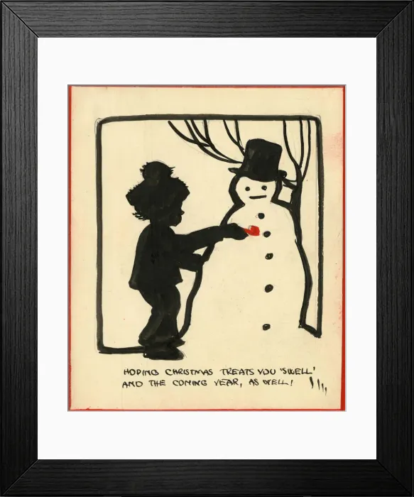 Framed Print : Original Artwork - A child making a snowman Framed Print : Original Artwork - A child making a snowman