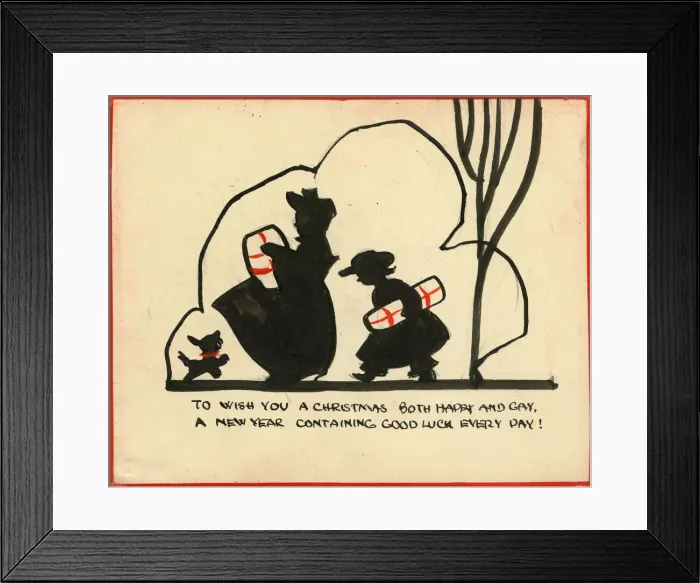 Framed Print : Original Artwork - Delivering Christmas presents